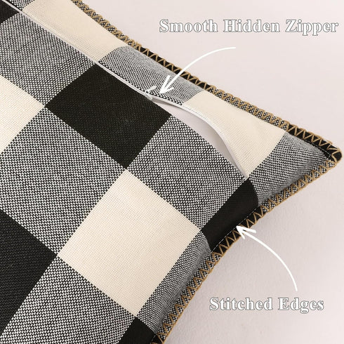 decorUhome Christmas Buffalo Plaid Check Throw Pillow Covers, 16x16 Set of 2, Outdoor Linen Decorative Farmhouse