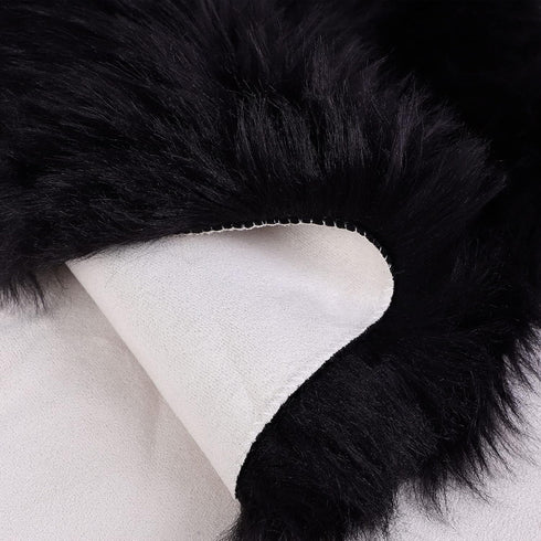 uxcell Faux Fur Round Rug - Fluffy Area Mat for Bedroom Floor Sofa Living Room 2 x 2 Feet Black