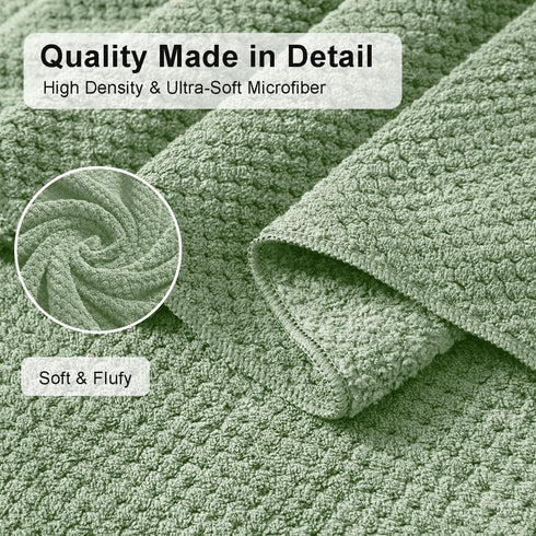 8 Set-2 Sheets,2 Towels,4 Washcloths-600GSM Oliven Piece Green Family Bath Towel Oversized Bath Towel Hand Soft Highly