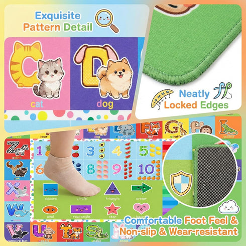 Wiero 2.5x4 ABC Alphabet Rug for Kids Bedroom - Feet Educational Numbers & Animals Play Mat for Toddler Nursery