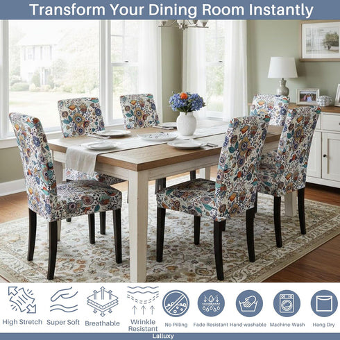 Set 4, Chair Covers for Dining Chair of Stretchy Soft Parson Chair Covers Removable Washable Kitchen Dining Room Chair
