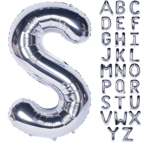 Letter Balloons Silver S - 40 Inch Giant Jumbo Helium Foil Mylar for Party Decorations