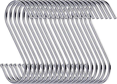 20 Pack 3.5 Inch S Hooks, Heavy Duty for Plants, Hangings, Outdoor, Lights, Cups - Large Hangers for Kitchen, Bathroom,