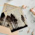HRQKO Vintage Forest Wall Art: Set of 4 Black Landscape Prints for Farmhouse Living Room