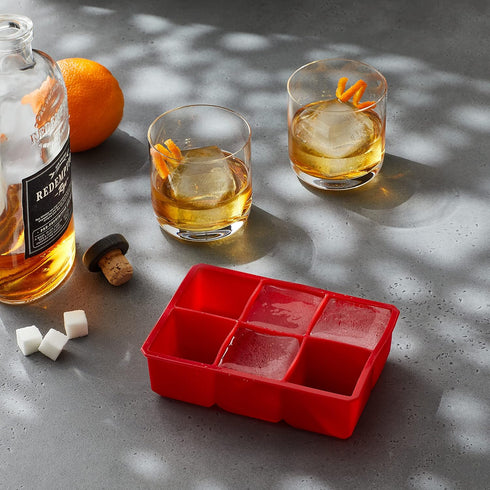 Houdini Large Cube Silicone Tray Ice Mold, 2 Pack, RED, 5257595