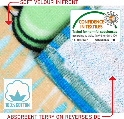 Softerry Happy Little Turtles Beach Towel, 28 x 51 inches, 100% Cotton, Soft and Absorbent