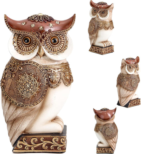 Owl Statue for Home Decor Accents, Shelf Bookshelf Table Office Living Room Decor Owl Figurine, Ideal Gifts for Bird