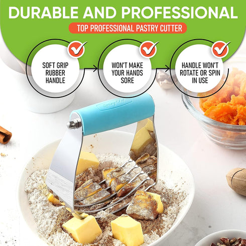Spring Chef Dough Blender, Top Professional Pastry Cutter, Heavy Duty Baking Tool with Stainless Steel Blades