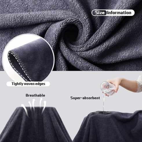 24 Set: 2 4 6 8 4 Mixweer Piece Dark Grey Microfiber Absorbent Towel Oversized Bath Sheets, Bath Towels, Hand