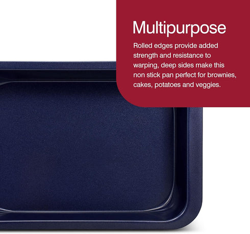 Zyliss E980190 Non-Stick Oven Tray, 30cm x 20cm, Dark Blue Carbon Steel Baking Tin, Dishwasher Safe, 5 Year Guarantee