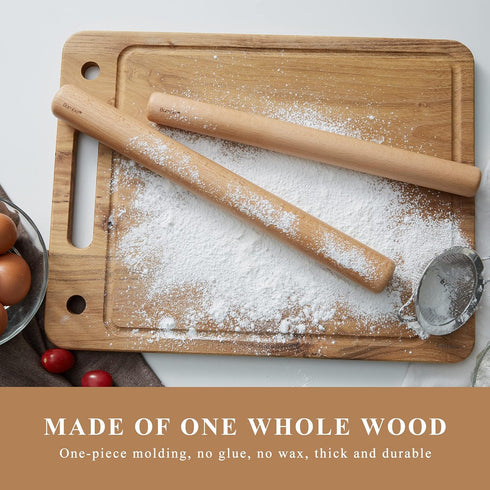 Bamber Mini Wood Rolling Pin, 11'' x 1.2'', Small Wooden Dough Roller for Kids