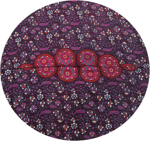 32" Purple Mandala Floor Pillow Cushion, Hippie Decorative Bohemian Ottoman Poufs, Pom Pom Pillow Cases, Boho Indian