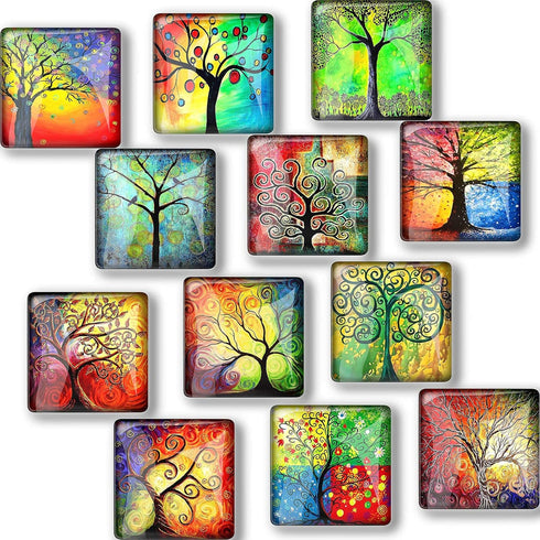 12Pcs Strong Magnetic Refrigerator Magnets, Square Glass Fridge Decoration for Office Whiteboard and Cabinet