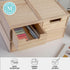 Martha Stewart Weston Stackable Wooden Storage Boxes with Pullout Drawers, 3 Pack, Light Natural