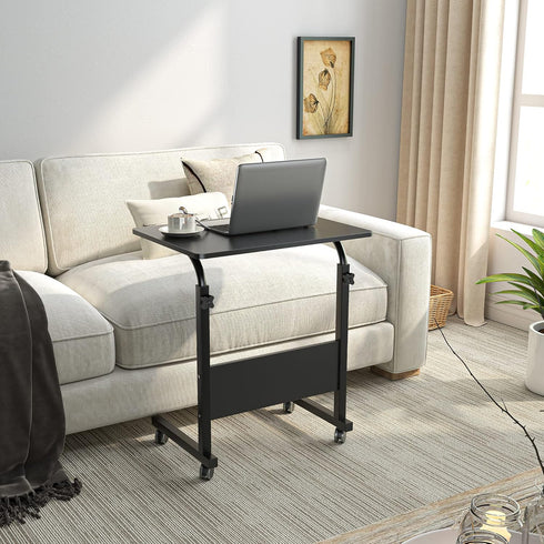 Table,Black,05#1-60BK-S8-US SogesGame Side Table with Wheels, Home Snack Side Table with Castors Mobile End
