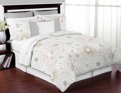 Sweet Jojo Designs Blush Pink, Gold, Grey and White Star and Moon Body Pillow Case Cover (Pillow Not Included)