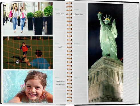 Spiral Bound Photo Album, Black, 300 Bi-Directional Memo Pockets Hold 4x6 Photos