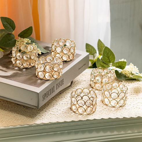 Pack 20 Home(20pcs, of Gold Crystal Tea Lamp Candlesticks Bowl Tealight Candle Holders Decoration Jewelry Votive