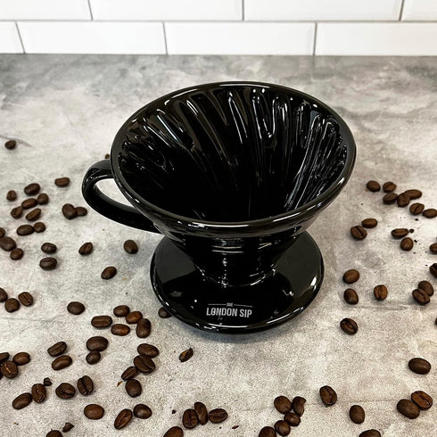 Ceramic Coffee Dripper Pour Over Ceramic Coffee Maker, Coffee Slow Brewing Accessories for Home, 1-4 Cup, Black by The London Sip