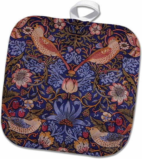 3D Rose Pot Holder, 8 x 8 - Image of William Morris Strawberry Thief with Birds