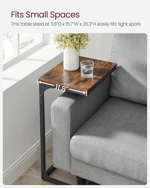 ULET353B01 VASAGLE C-Shaped End Table, Side Table for Sofa, Couch Table with Metal Frame, Small TV Tray Table