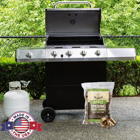 3.5 Lb. Bag Apple Wood Chunks by Mr. Bar-B-Q, Fruity Apple Flavor for Smoking, Outdoor Grilling, Backyard BBQ