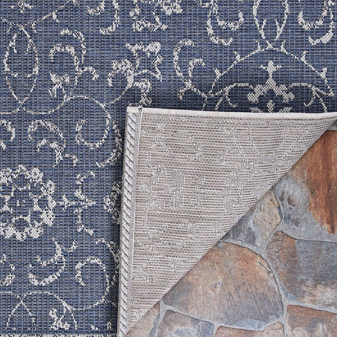 Couristan Monte Carlo Summer Vines Area Rug 2' x 3'7", Navy-Ivory