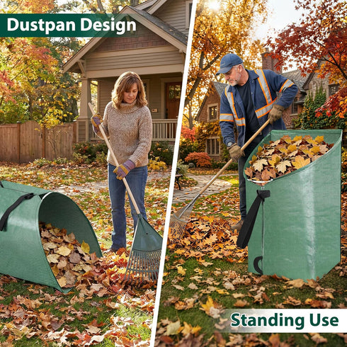 2 Pack 60 Gallon Large Leaf Collector, Dustpan-Style Lawn and Leaf Bags, Collapsible Yard Waste Bags Easy Storage