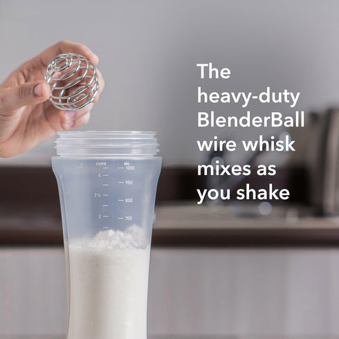 Whiskware Pancake Batter Bottle with BlenderBall Wire Whisk, Dispenser Bottle for Baking Pancakes, Cupcakes, Muffins