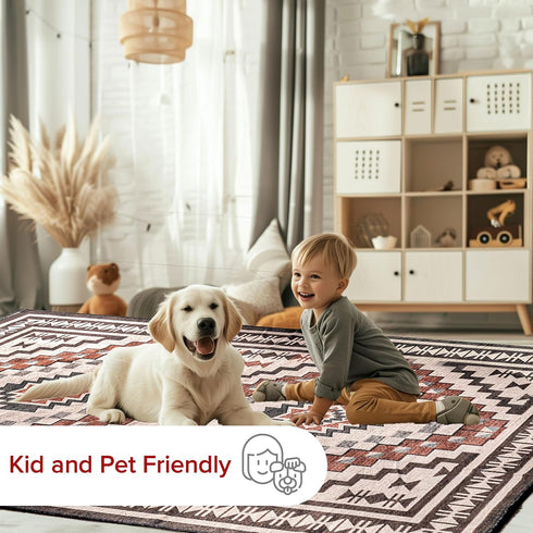 nuLOOM Leighton Machine Washable Southwestern Medallion Accent Rug, Ultra Thin, 2x3, Beige for Indoor Use