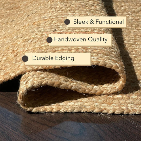 '-18x30 Inch Chardin home Hand Woven Natural Jute Braided Rug Oval | Vintage Boho Reversible Doormat for Entryway, Front