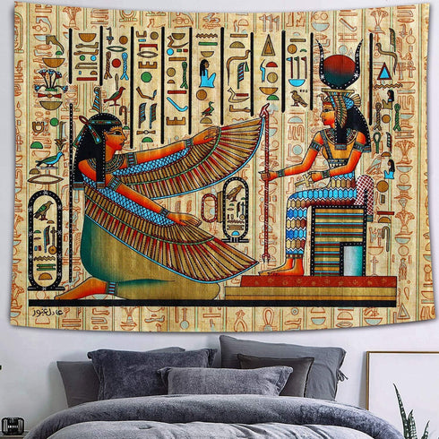 FEASRT Egyptian Gods Tapestry, Ancient Hieroglyphic Wall Hanging for Home Bedroom Living Room Decor, 80x60 Inches