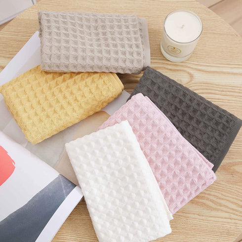 Sets 100% (1 1 1 YiLUOMO Grey Waffle Towels Cotton Highly Absorbent Quick Dry Towels for Bathroom Bath Towels, Hand