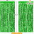 CHRORINE 2pcs 3ft x 8.3ft Green Tinsel Foil Fringe Curtains, Streamers Backdrop for Birthday Jungle Safari Party
