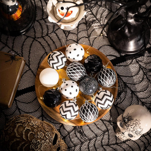 Valery Madelyn 30ct Halloween Ornaments Set, Black and White Shatterproof Christmas Ball Decorations, 2.36 Inch for