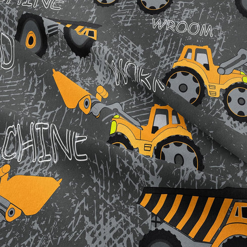 6 Set Set, Bag(1 1 1 2 1 Piece Construction Comforter Full, Truck Cars Excavator Tractor Dark Grey Bedding Soft