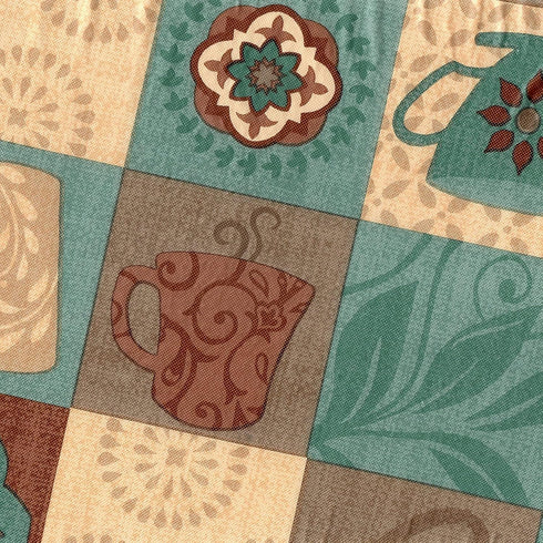 40" 44" Covers For The Home Deluxe Elastic Edged Flannel Backed Vinyl Fitted Table Cover - Global Coffee Pattern