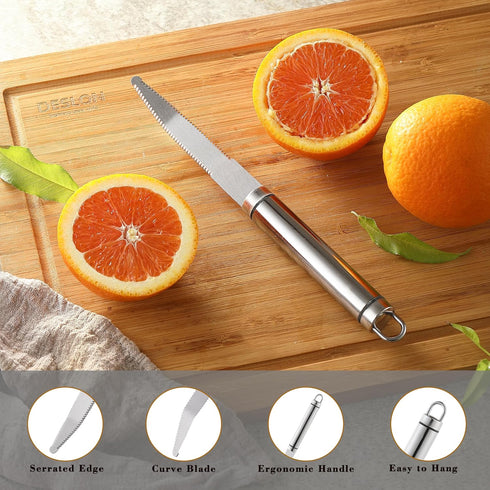 2PCS Curved Serrated Grapefruit Knife, Stainless Steel Kiwi Knife, Great for Grapefruit, Orange, Lemon, Kiwi,