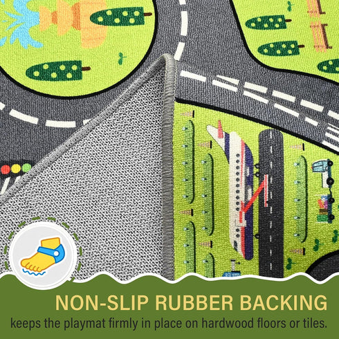 36"x60" Kids Car Play Rugs - Learning and Fun City Road Map Play Mat for Playing with Cars Trucks, Non-Slip Playmat