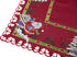 Embroidered Christmas Holiday Santa Claus and Christmas Trees Doily Table Topper, 33 Inches Square, Red