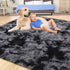 Tepook Soft Fluffy Area Rug, Modern Shaggy 3x5 Fuzzy Rug for Bedroom, Non-Slip Dark Grey Indoor Nursery Decor