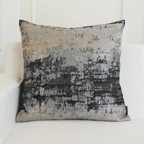 THE-TINOART Sparkling Gold and Grey Modern Throw Pillow Covers 18x18, Luxury Jacquard Pillow