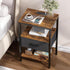 3-Tier SUPERJARE Nightstand with Charging Station, Bed Side Table with Adjustable Fabric Drawer, Night Stand