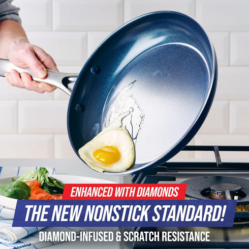 Blue Diamond 10" Nonstick Frying Pan Skillet - PFAS & PTFE-Free Ceramic, Dishwasher Safe, Blue