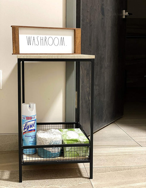 Rae Dunn Toilet Tank Tray, Decorative Wooden Organizer for Bathroom Storage of Toilet Paper and Hand Towels
