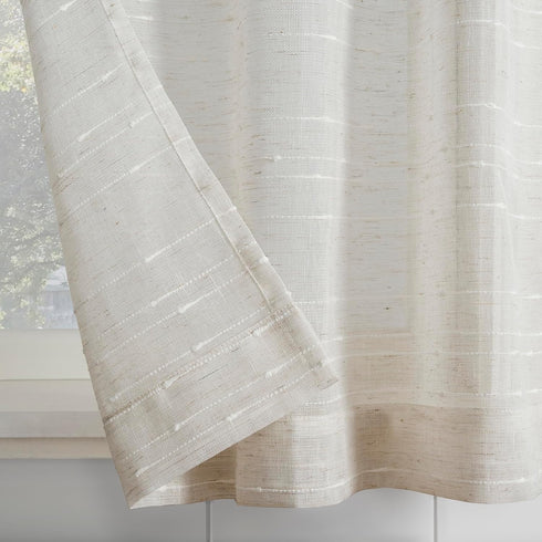 Clean Window Textured Slub Stripe 2-Pack Anti-Dust Allergy/Pet Friendly Sheer Cafe Curtain Pair, 52" W x 24" L