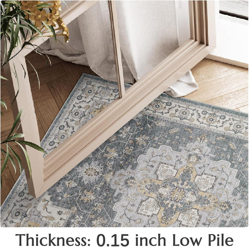 jinchan Vintage Runner Rug 2x5, Washable Hallway Rug, Floral Medallion Non-Slip Soft Classic for Kitchen