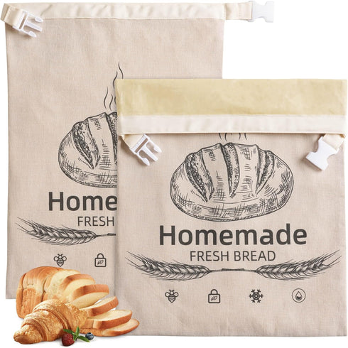 1 Pack Beeswax Bread Bags for Sourdough,Reusable Organic Linen Beeswax Bread Bag