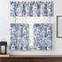Victoria Park Toile Tailored Tier Curtains, Blue, 68-Inch by 30 Inch