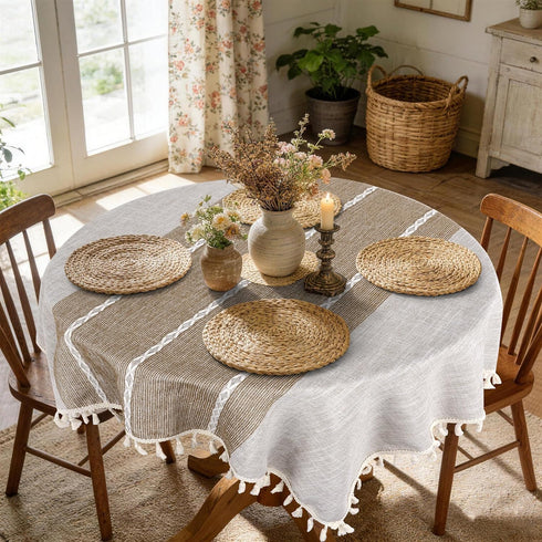 36 36 inch, Summer Boho Small Tablecltoh Square x Spring Linen Table Cover for Round Coffee Table, Nightstand Cover